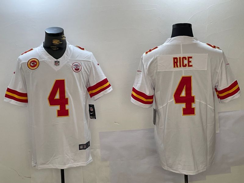 Men Kansas City Chiefs #4 Rice White 2024 Nike Vapor Limited NFL Jersey style 1->dallas cowboys->NFL Jersey